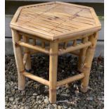 A HEXAGONAL BAMBOO side table - ideal for the lounge or garden!