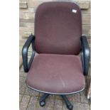 A nice c1980's good quality office chair in brown fabric and very COMFY!