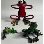 Three adorable FROGS to cheer any setting, the tallest in red is approx 15cm tall