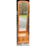 An ANTIQUE PINE CHEVALIER floor mirror