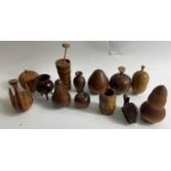 TREEN - a lovely, tactile collection of decorative wooden items to include apples, pears, a swan