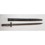 A 1907 WWl Bayonet with scabbard, The Pattern 1907 bayonet, officially called the Sword bayonet,