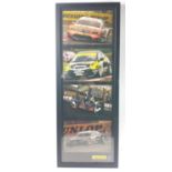 ACTION CARS -' DUNLOP FEEL THE ROAD' framed LIMITED EDITION PRINT 449 OF 4000, 4 great shots of