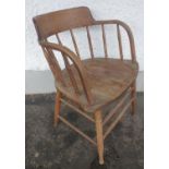 A vintage CAPTAIN'S CHAIR in oak standing approx 85cm high