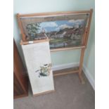 A needlecraft frame with a KINETIC canvas and wools 97cm high x 72cm long x 47cm high( canvas