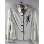 A vintage MONDI BUSINESS lady's jacket in cream with navy trim, European size 42, length approx 55cm