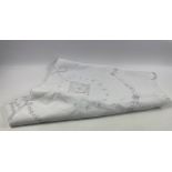 1920's linen SUPPER CLOTH or double bed cover hand embroidered from MADEIRA DIMENSIONS 84” x 104”