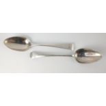 Two York silver hallmarked 1808 SPOONS by silversmiths ROBERT CATTLE and JAMES BARBER length 22cm,