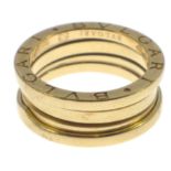 STUNNING! A BVLGARI 750 stamped yellow gold B.zero1, 4 band RING, ring size M, weight 8.70g approx
