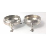 Two early 18th century SALTS, one London hallmarked 1758 the other 1790, by silversmith DAVID