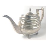 A silver Newcastle hallmarked 1811 TEAPOT by silversmith CHRISTIAN KER REID, dimensions 28cm long