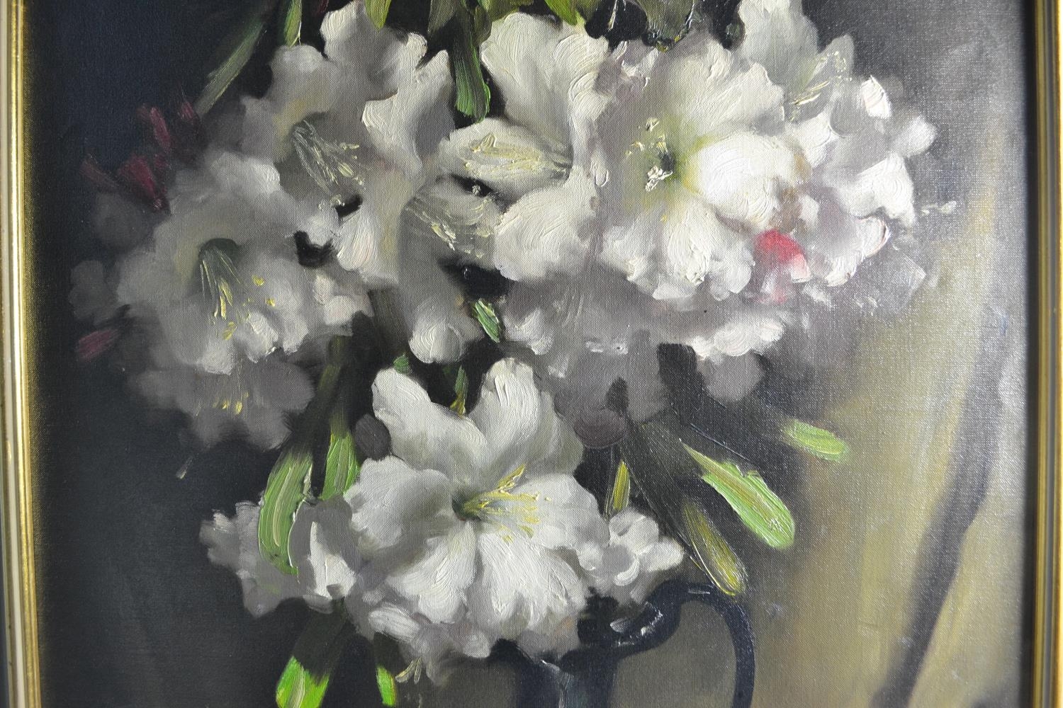 John Loxton, 'Pink Diamond Rhododendrons', oil on canvas and board - Image 4 of 6