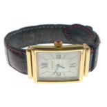 An IMPRESSIVE CARTIER 18k/750 quartz stamped tank WRIST WATCH with leather strap(no paperwork or