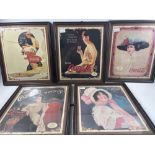 A set of five framed c1970's prints COCA-COLA advertising posters each 43 x 37cm featuring opera