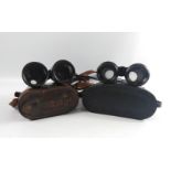 Two pairs of early 20th century binoculars, no makers mark on either, but smaller black pair has