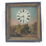 Bavarian hand painted faced antique wall clock c1870's with beautiful old brass weights dimensions