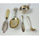 Three pieces of hallmarked silver to include a FISH KNIFE with a broken bone handle, a small