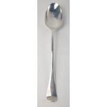 An early London silver hallmarked (Hallmark indistinct) BASTING SPOON, silversmith indistinct,