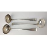 Three EDINBURGH silver hallmarked 1810 SAUCE LADLES by silversmith ZEIGLER length 14cm, gross