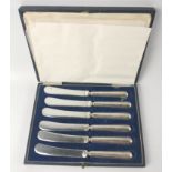 A canteen of six Sheffield 1925 hallmarked handled BUTTER KNIVES by silversmith YEATS, length