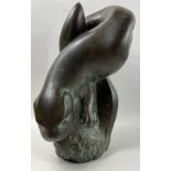 A SUBSTANTIAL 4/7 'DIVING OTTER lll (dimensions 42cm height x 23cm width) in bronze STATUE signed