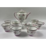 A SHELLEY part coffee service to include 6 cups, 1 coffee pot plus sugar bowl and milk jug