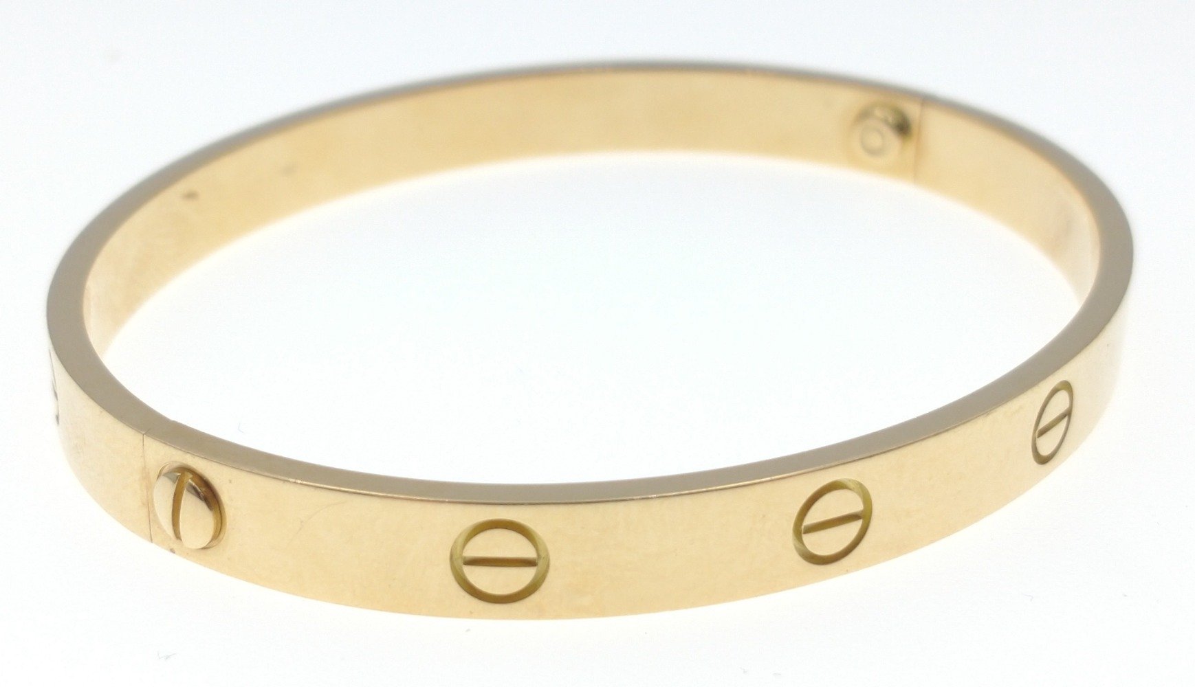 CARTIER 750 stamped yellow gold oval shaped 'LOVE BRACELET' with original key, dimensions 6.5cm x - Image 3 of 3