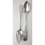 A pair of Scottish EDINBURGH silver hallmarked 1807 BASTING SPOONS, by silversmith WILLIAM