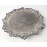 A London silver hallmarked 1826 CARD/LETTER TRAY with crest in centre and decorative edge by