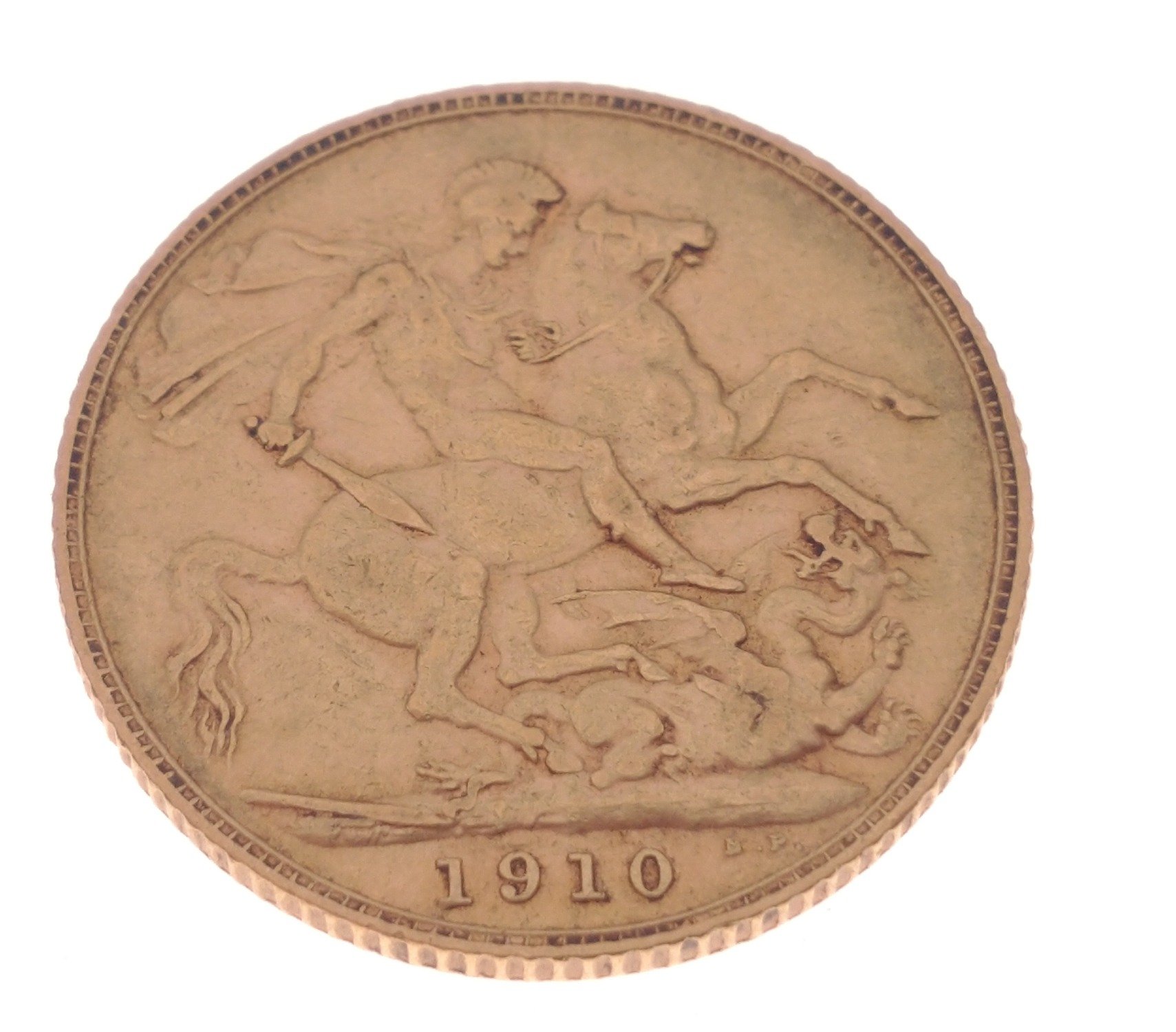 A KING EDWARD 1910 FULL GOLD SOVEREIGN in good condition - last year of his reign.