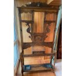 An UNUSUAL c1880's VICTORIAN WELSH DRAGON hand carved oak hall stick and stand with hooks and twin