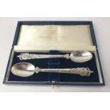 A pair of boxed HAMILTON & INCHES EDINBURGH hallmarked 1999 limited edition SPOONS nos 26 and 53