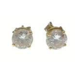Ladies pair of Diamond 18ct yellow gold earrings - diamonds approx 0.7carat each(6mmx6mmx3mm)