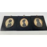 TRIO - 19th Century Regency trio SILHOUETTES Portrait Miniatures of a Young Gentleman, Young Lady