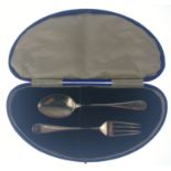 Boxed CHRISTENING SET Sheffield silver hallmarked 1930 by silversmith JAMES DICKSON & SON in