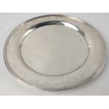 Silver CARD TRAY, Dublin hallmarked, 1813, silversmith JAMES SCOTT, 17cm diameter, 183g weight