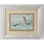 A small framed watercolour, Entering the Tyne, frame size 30 x 25cm, visible picture 17 x 12cm,