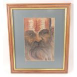 A framed work in pastels of an Aboriginal man signed by DIANE PATTERSON, a member of Artists