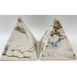 Rare to find - a pair of TONY LAVERICK, of ASL Ceramics, ceramic pyramids standing 15cm tall