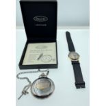 A DALVEY full hunter watch with chain, boxed and with original registration card plus an AVIA