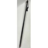 A Victorian SKULL CANE inscribed 'To Mr C Prescott by C J M STAFFS' 90cm long