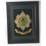 SCOTS GUARDS Bullion cap badge frame dimensions 17" x 22"