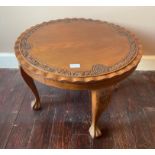 BOUGHT IN INDIA OVER 70 years ago!A VINTAGE LOW PIE CRUST EDGED AND CARVED COFFEE - TABLE