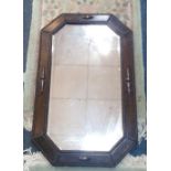 A SUBSTANTIAL EDWARDIAN beaded oak framed wall mirror with eight sides - dimensions length 80cm x