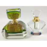 Two attractive ART DECO perfume bottles standing 11 and 10cm tall respectively