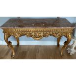 A CLASSIC ITALIAN MARBLE-TOPPED gilt framed Ormulu KING LOUIS FRENCH style console table - very