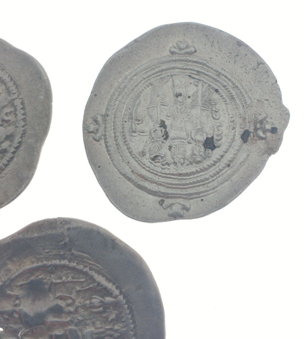 Three large very old HAMMERED COINS - diameter 3cm approx, each coin has a different hammer - Image 11 of 12