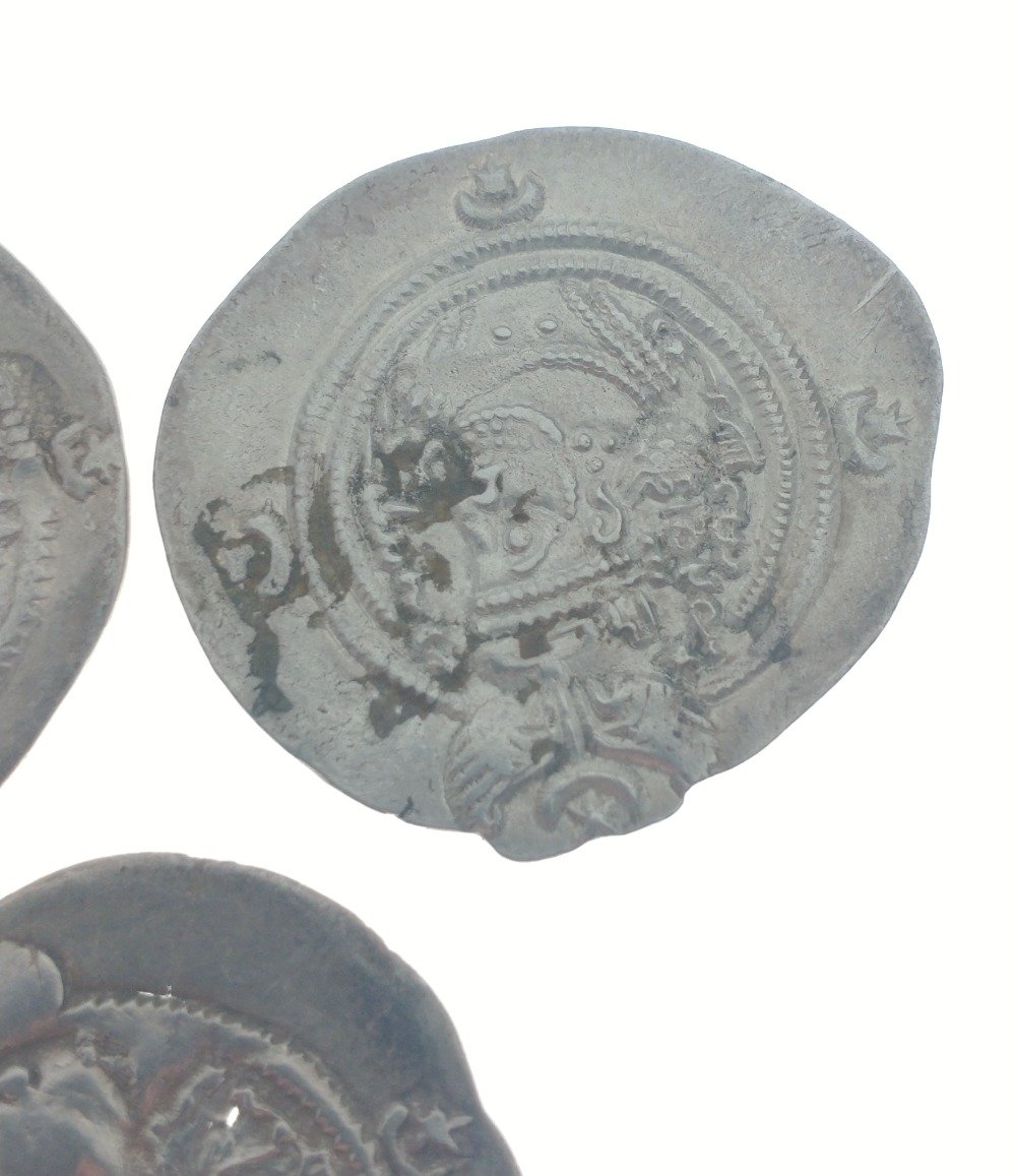 Three large very old HAMMERED COINS - diameter 3cm approx, each coin has a different hammer - Image 6 of 12