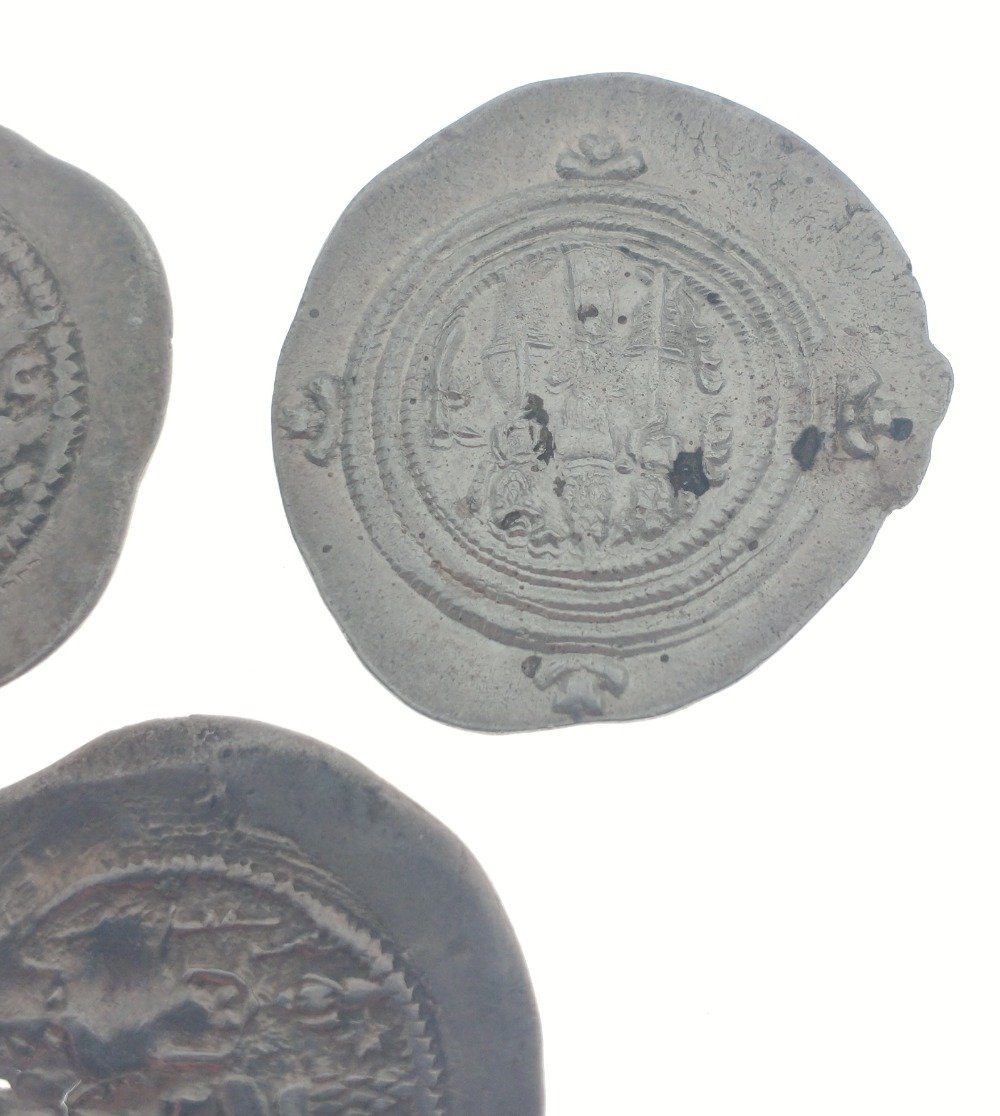Three large very old HAMMERED COINS - diameter 3cm approx, each coin has a different hammer - Image 12 of 12