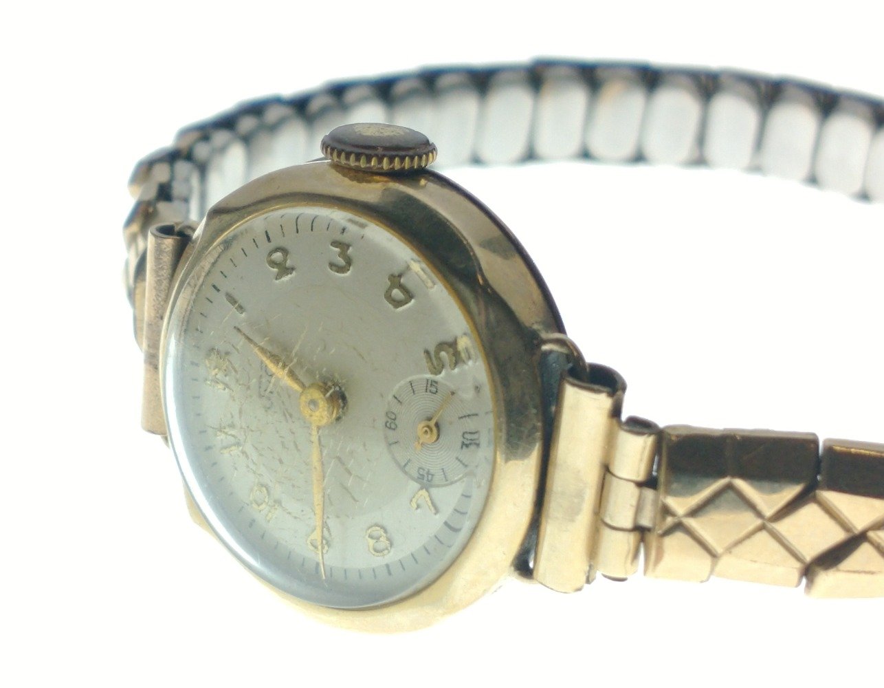 A vintage JNO ladies 375 gold stamped cased yellow gold wrist watch with a rolled gold expanding - Image 3 of 6